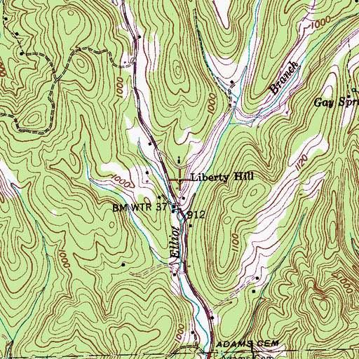 Topographic Map of Liberty HIll School (historical), TN