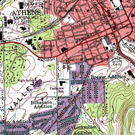 Topographic Map of McMinn Field, TN