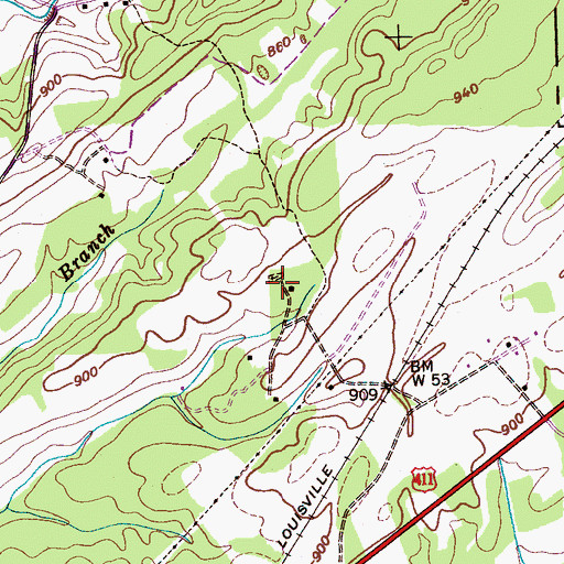 Topographic Map of Mount Arnon Church (historical), TN