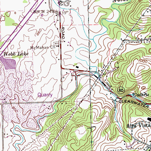 Topographic Map of Mouse Creek Mill (historical), TN