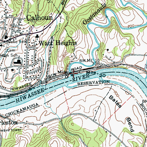 Topographic Map of Riverside Mill (historical), TN