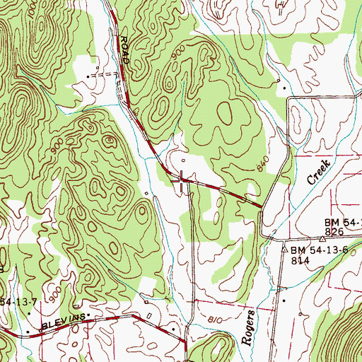 Topographic Map of Rogers Creek School (historical), TN