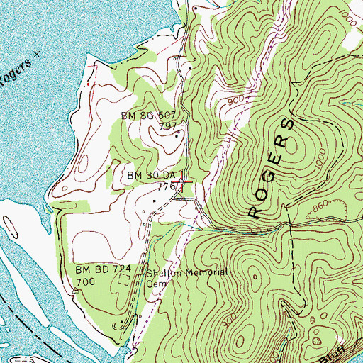 Topographic Map of Shelton Memorial Chapel (historical), TN