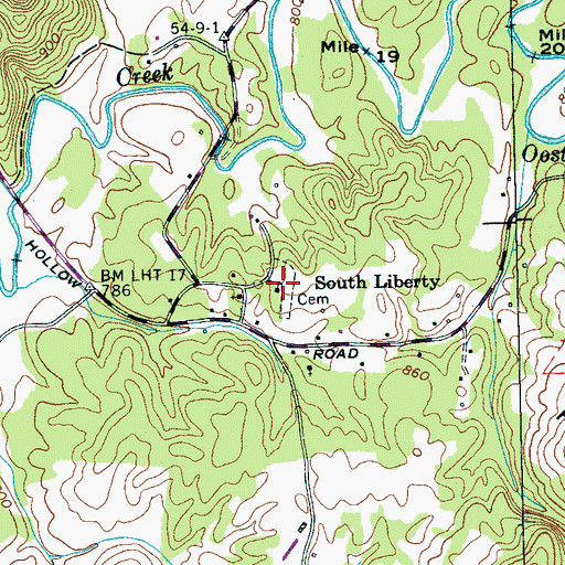 Topographic Map of South Liberty Church, TN