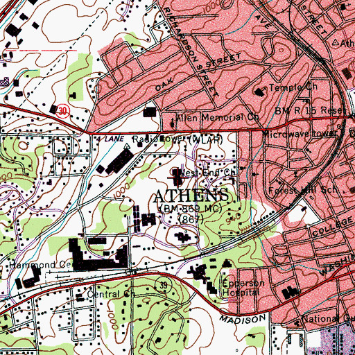 Topographic Map of Westside Elementary School, TN