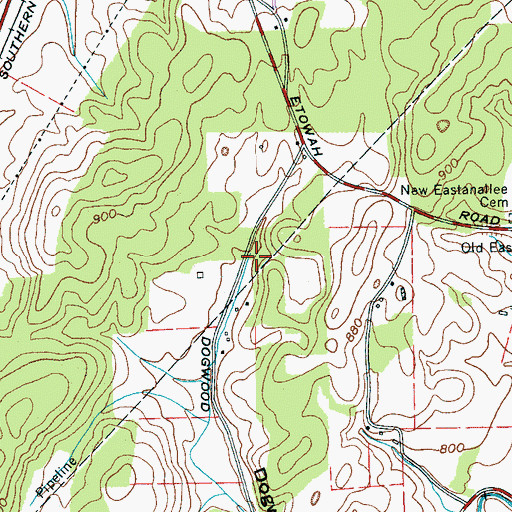 Topographic Map of Whites Mill (historical), TN