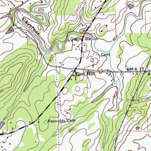 Topographic Map of Zion Hill School (historical), TN
