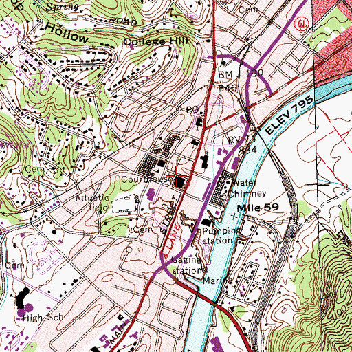 Topographic Map of Anderson County Courthouse, TN