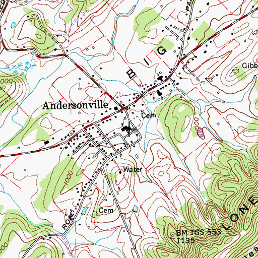 Topographic Map of Andersonville Elementary School, TN