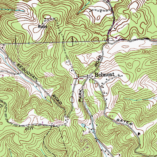 Topographic Map of Belmont School (historical), TN