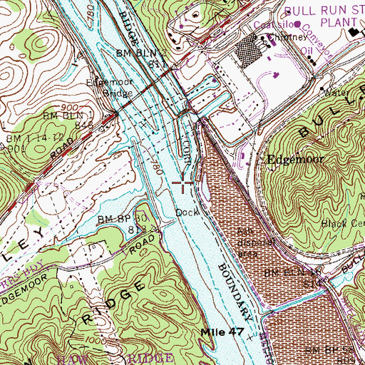 Topographic Map of Blacks Ferry (historical), TN