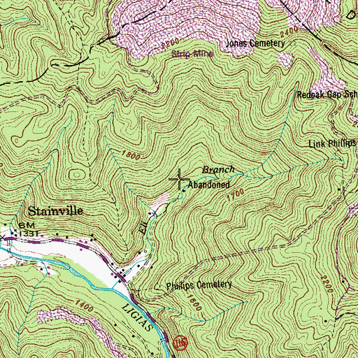 Topographic Map of Charles Phillips Mine, TN