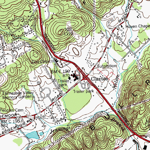 Topographic Map of Claxton Elementary School, TN