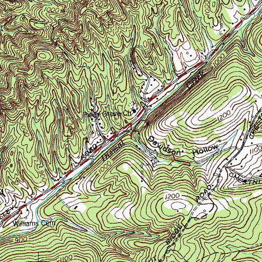 Topographic Map of Davison Spring Branch, TN