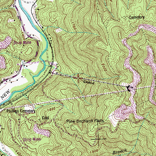 Topographic Map of Dory Irish Mine, TN