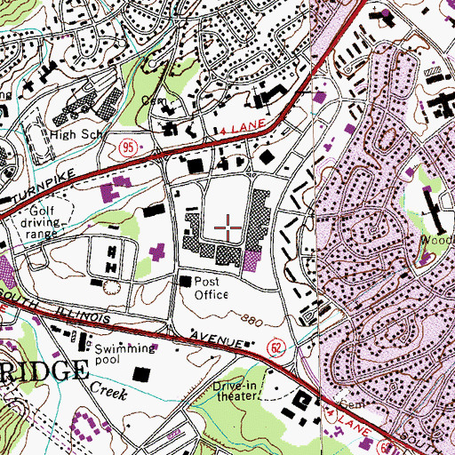 Topographic Map of Downtown Shopping Cneter, TN