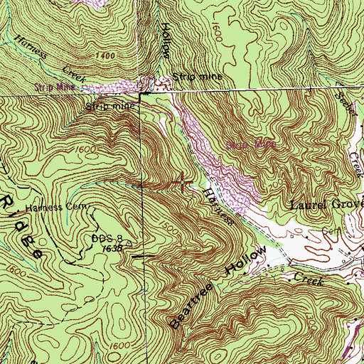 Topographic Map of Duncan and Coans Mine, TN
