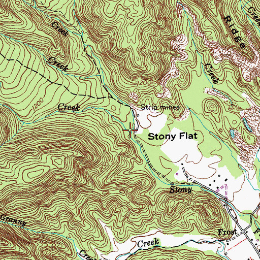 Topographic Map of East Fork Stony Flat Creek, TN