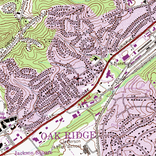 Topographic Map of Elm Grove Shopping Center, TN