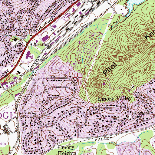 Topographic Map of Emory Hills, TN