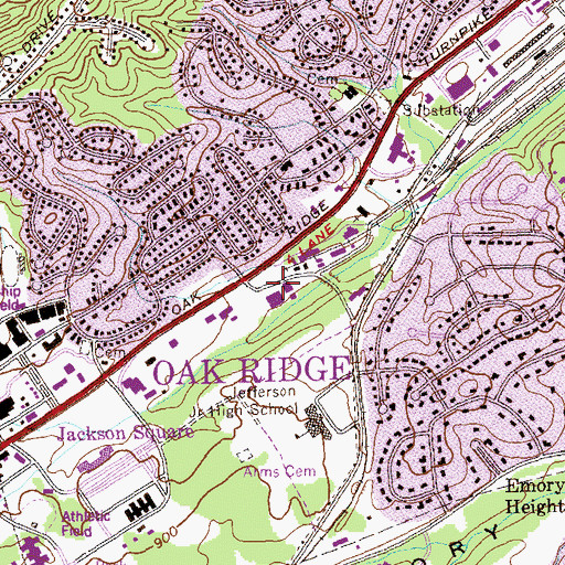 Topographic Map of Fairbanks Shopping Center, TN