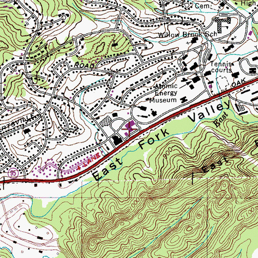 Topographic Map of Four Oaks Shopping Center, TN