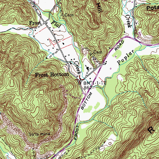 Topographic Map of Frost Bottom School (historical), TN