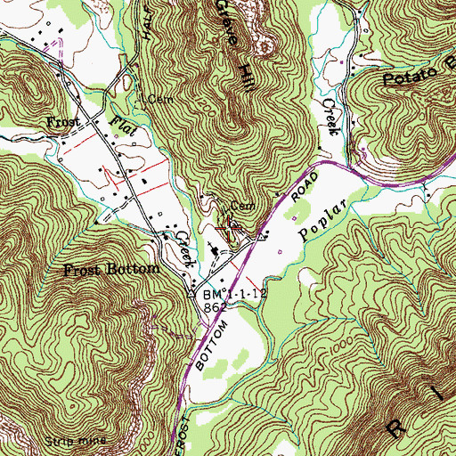 Topographic Map of Grave Hill Cemetery, TN