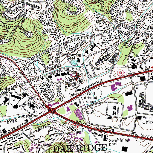 Topographic Map of Grove Shopping Center, TN