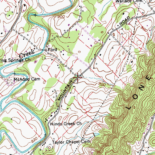 Topographic Map of Hinds Creek (historical), TN