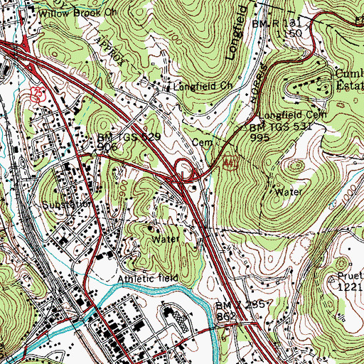 Topographic Map of Interchange 128, TN