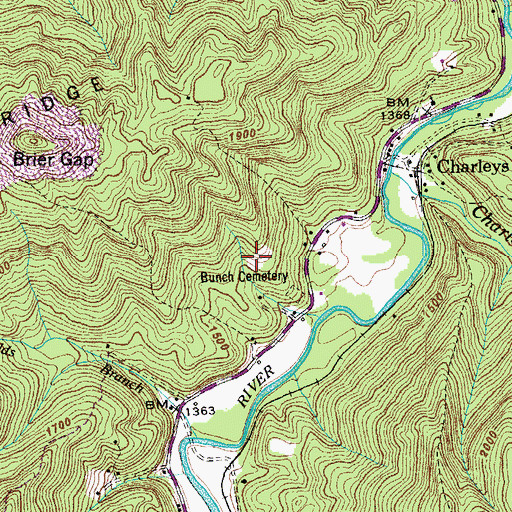 Topographic Map of Issac Lowe Mine, TN