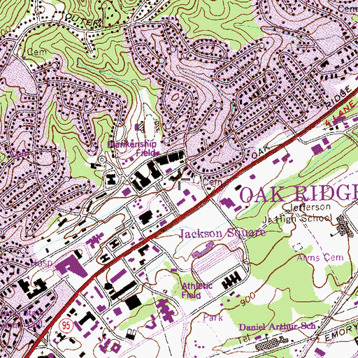 Topographic Map of Jackson Plaza Shopping Cneter, TN