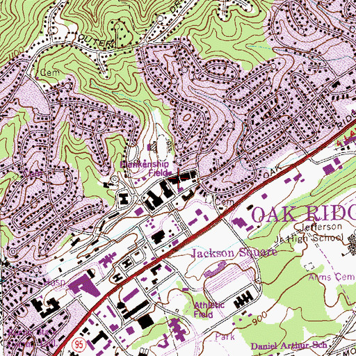 Topographic Map of Jackson Square Shopping Center, TN