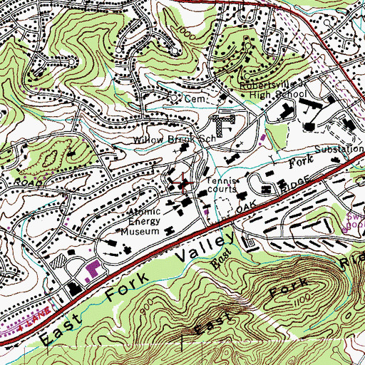 Topographic Map of Jefferson Shopping Center, TN