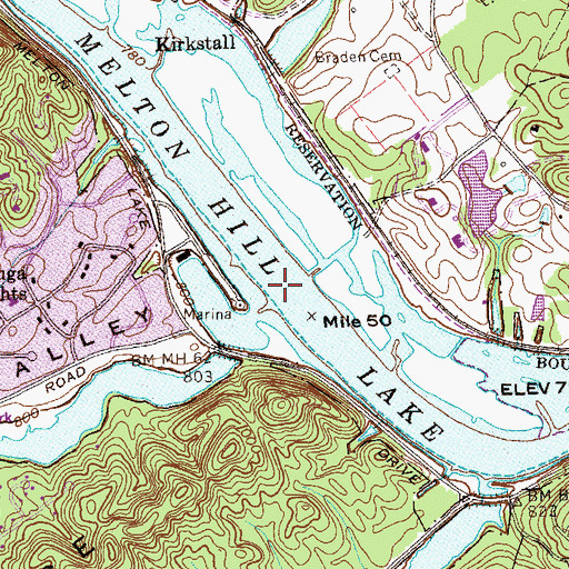 Topographic Map of Lee Ford (historical), TN