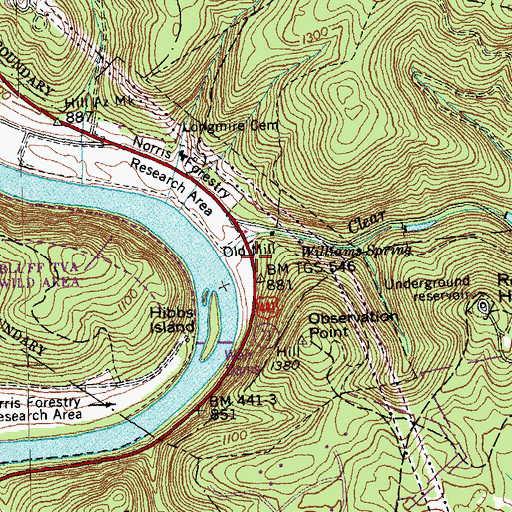 Topographic Map of Lenoir Museum, TN