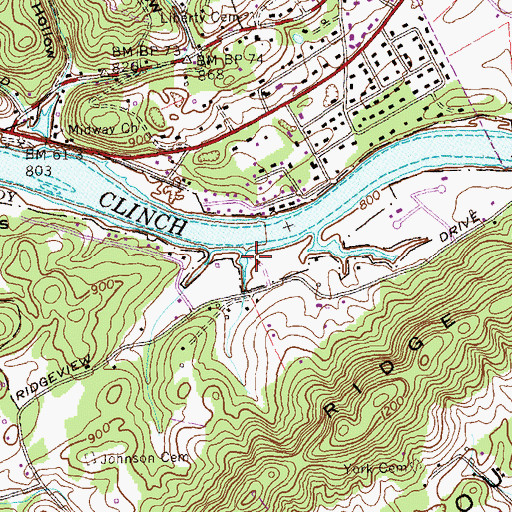 Topographic Map of Lost Bottom Park, TN