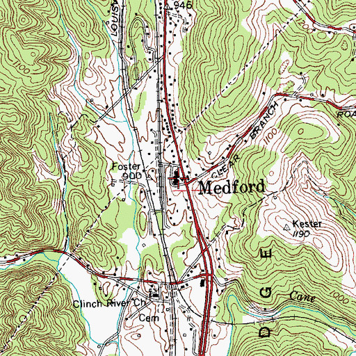 Topographic Map of Medford Elementary School, TN