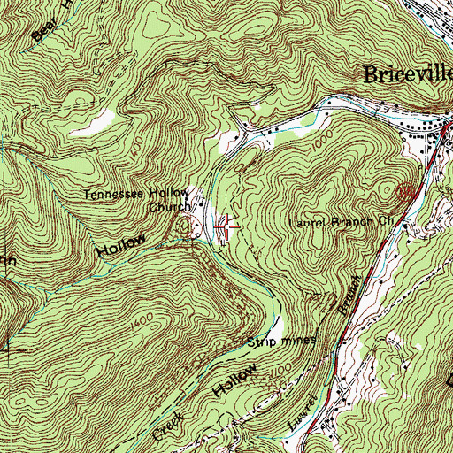 Topographic Map of Minersville Church (historical), TN