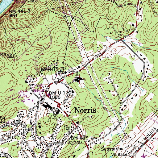 Topographic Map of Norris Elementary School, TN