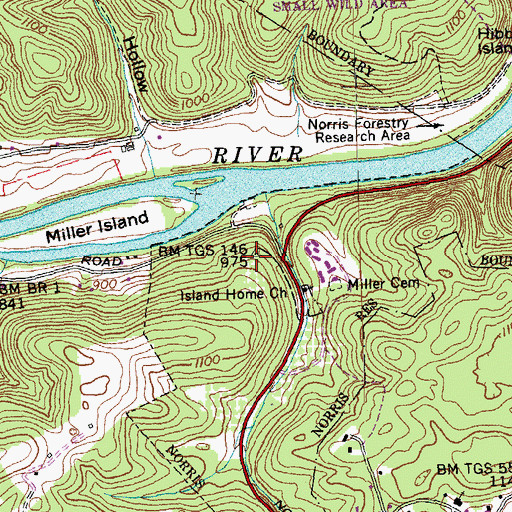 Topographic Map of Norris Evaporation Station (historical), TN