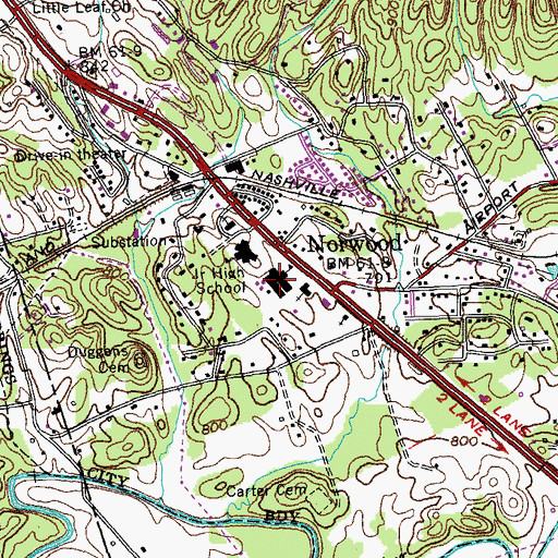 Topographic Map of Norwood Elementary School, TN