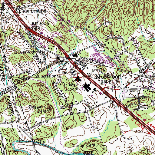Topographic Map of Norwood Junior High School, TN