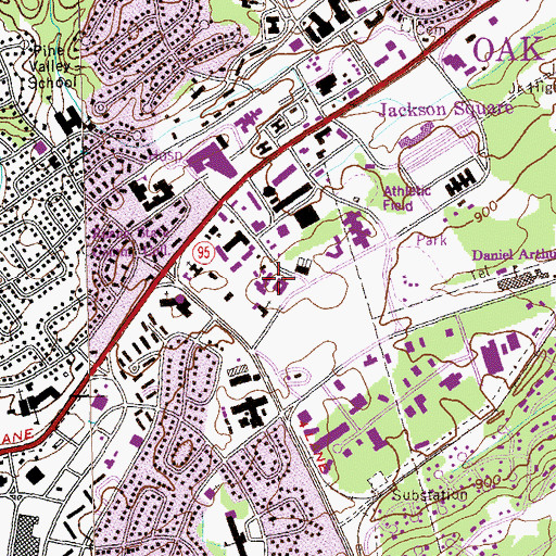 Topographic Map of Oak Ridge Health Care Center, TN