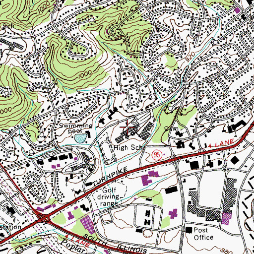 Topographic Map of Oak Ridge High School, TN
