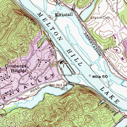 Topographic Map of Oak Ridge Municipal Marina, TN