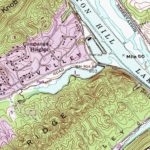 Topographic Map of Oak Ridge Municipal Park, TN