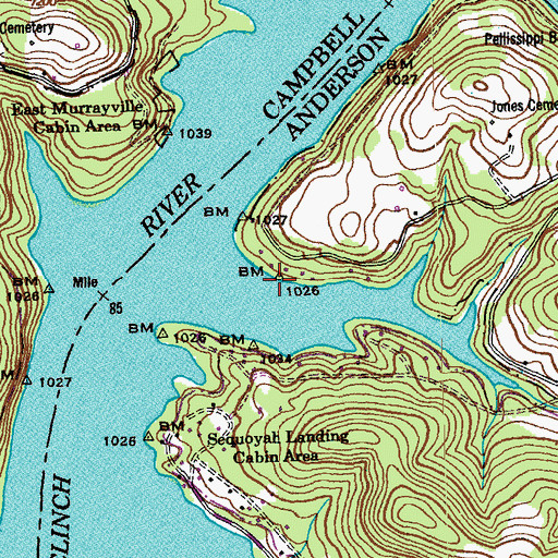 Topographic Map of Oak Ridge Yacht Club, TN