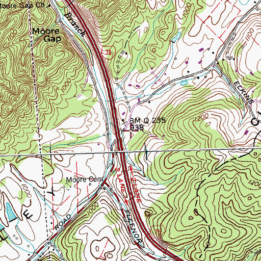 Topographic Map of Panther (historical), TN